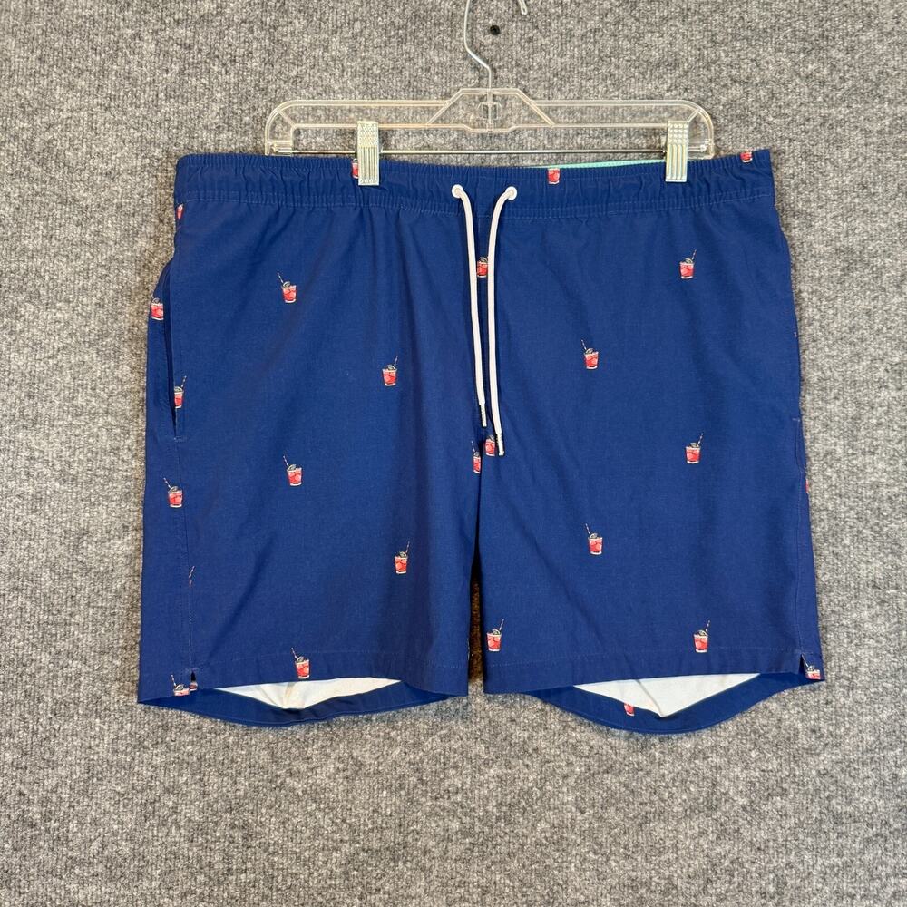 Bonobos Swim‎ Trunks Mens Medium Blue Cocktail Print Drawstring Board Short